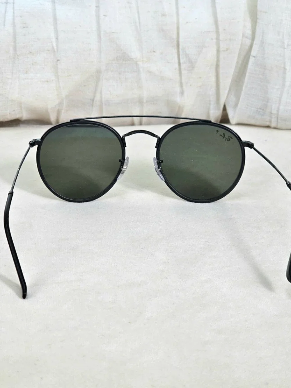 Ray-Ban Round Double Bridge Sunglasses RB3647N Black Frame Green Lenses w/ Case - Picture 6 of 9